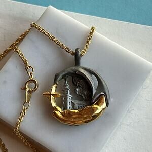 1 Timothy 3:15 Pendant Necklace #117 Pewter Gold God’s hands Church cross Bible